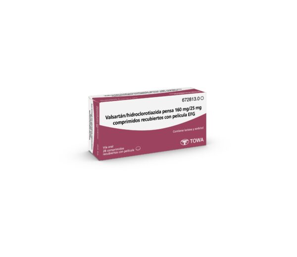 Valsartan/Hidroclorotiazida pensa 160mg/25mg comprimidos recubiertos con película EFG