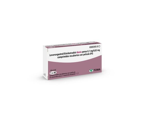 Levonorgestrel/ Etinilestradiol diario pensa 0,1mg / 0,02mg comprimidos recubiertos con película EFG