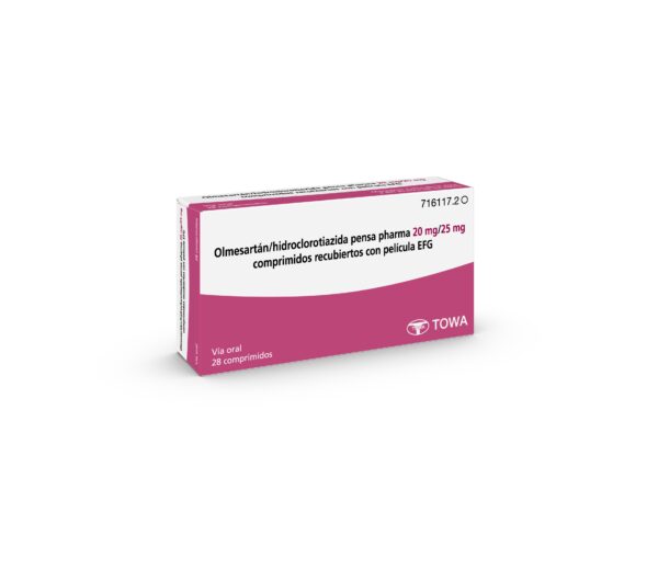 Olmesartán/Hidroclorotiazida pensa pharma 20 mg/25 mg comprimidos recubiertos con película EFG