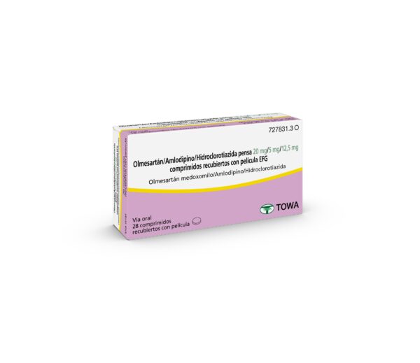 Olmesartán/Amlodipino/Hidroclorotiazida pensa 20 mg /5 mg/12,5 mg comprimidos recubiertos con película EFG